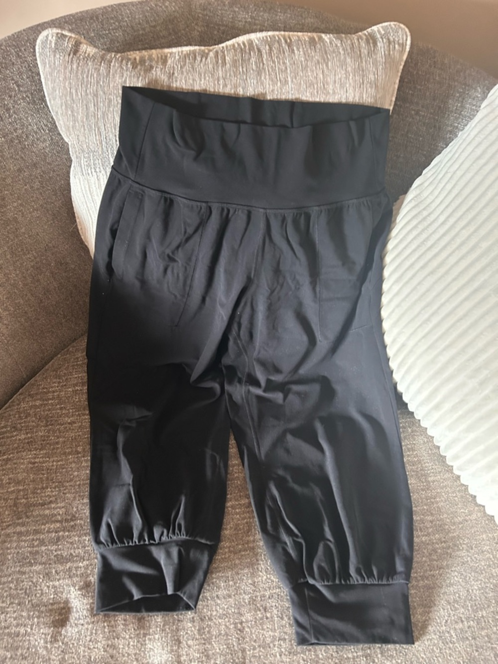 Athleta Black Cropped Track Joggers